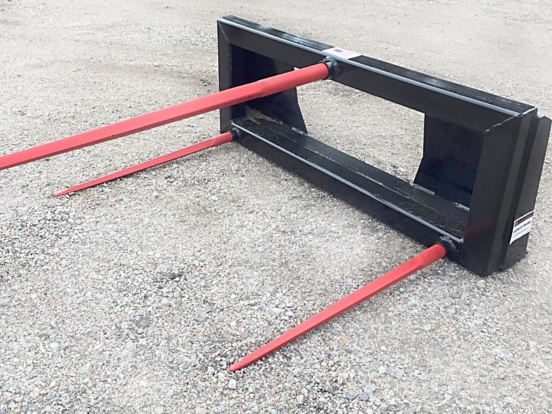 Loader bale spear attachment for moving round and square bales